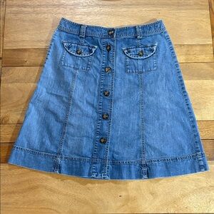 Talbots Blue Denim Skirt with Button Detail